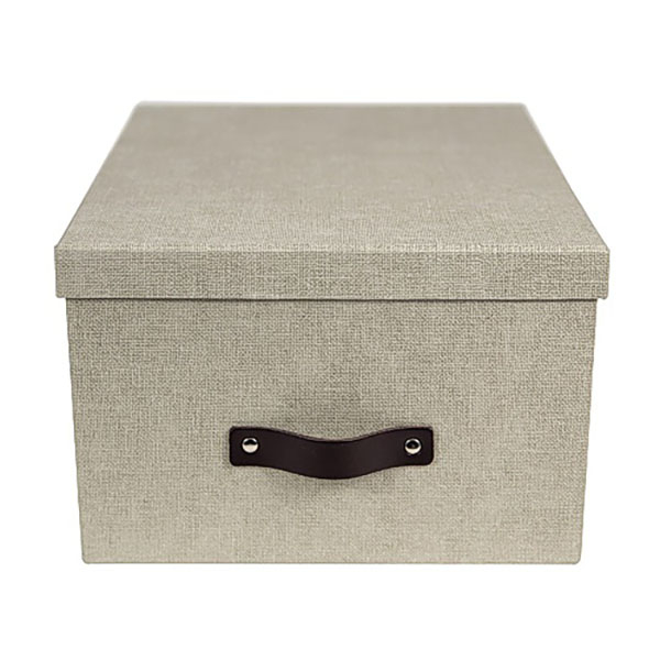 Förvaringsbox m.lock kartong linne