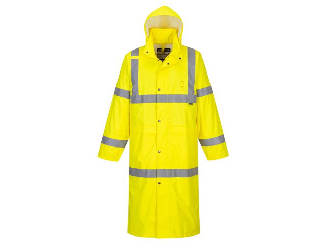 Varselregnrock Hi-Vis gul lång 122cm L