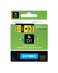 Tape DYMO D1 6mm svart på gul