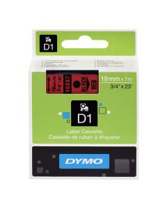 Tape DYMO D1 19mm svart på röd