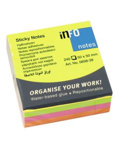 Notes INFO NOTES kub 50x50mm neon
