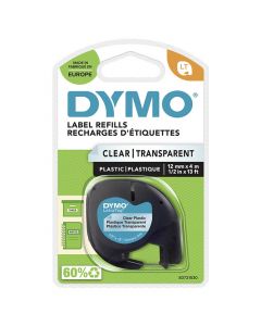 Tape DYMO LetraTAG plast 12mm svart på transparent