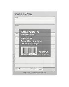Kassanota A6 numrerade 2 x 50 blad