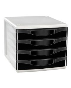 Blankettbox LYRECO 4 lådor vit/svart