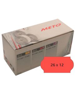 Etikett METO 26x12mm neonröd 6/FP