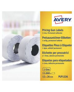 Prisetikett AVERY 1-rad 26x12mm 15000/fp