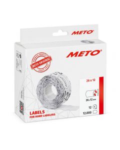 Etikett METO permanent 26x12mm vit 12000/FP