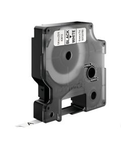 Tape D1 6mm Svart på Vit