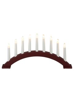 Elljusstake 9 ljus båge trä röd