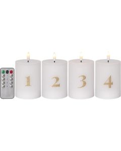 Blockljus STAR T LED Advent vit 4/fp