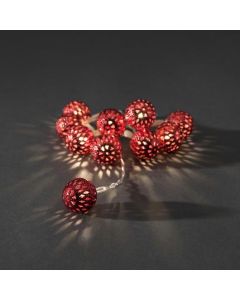 Ljusslinga 10 metall LED röd 0,9m