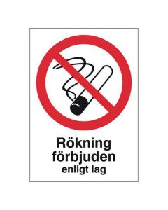 Skylt Rökning Förbjuden A4 Plast