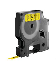 Tape D1 6mm Svart på Gul