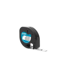 Tape DYMO LetraTAG plast 12mm svart på vit
