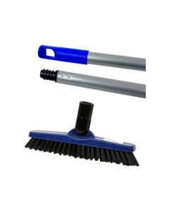 Kantborste MAX med skaft silver/blå