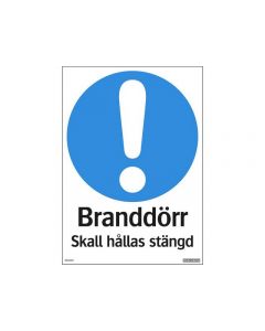 Skylt Branddörr stängd 210x297mm