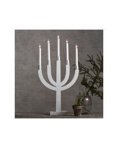 Elljusstake 5 ljus 35x67cm trä vit