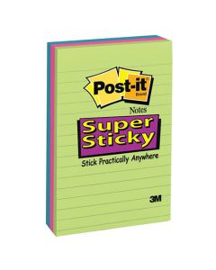Notes POST-IT SuperSticky 102x152mm Blå, grön och fuchsia