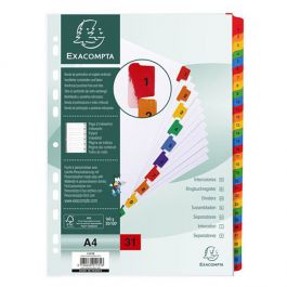 Kartongregister EXACOMPTA 1-31 multifärg
