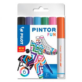Märkpenna PILOT Pintor F 6 färger Fun Mix