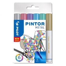 Märkpenna PILOT Pintor F 6 färger Metal Mix