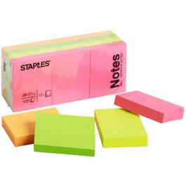 Notes STAPLES 38x51mm Neon 12/FP