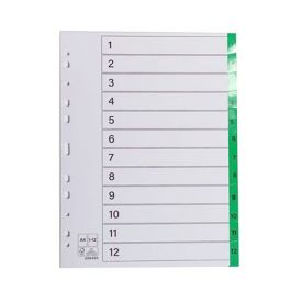 Register plastflik 1-12 grön 10/FP