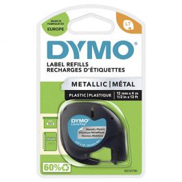 Tape DYMO LetraTAG metall 12mm svart på silver