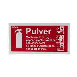 Skylt Brandsläckare pulver 10x20cm