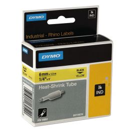 Tape Rhino krympslang 6mm svart på gul