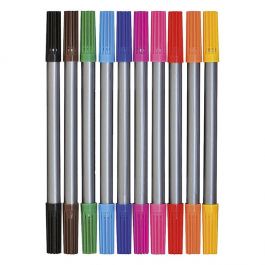 Fiberpenna med dubbelspets 10 färger