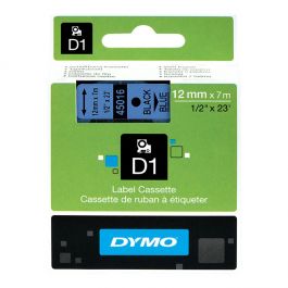 Tape DYMO D1 12mm svart på blå