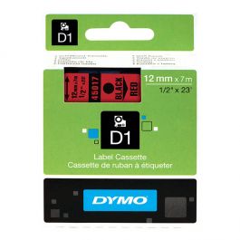 Tape DYMO D1 12mm svart på röd