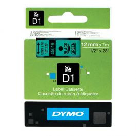 Tape DYMO D1 12mm svart på grön