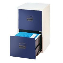 Hängmappsskåp 2 lådor ljusgrå/blå