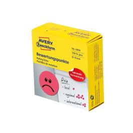 Etikett AVERY UNHAPPY SMILEY 19mm röd 250/FP