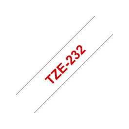 Tape BROTHER TZE232 12mm Röd på Vit