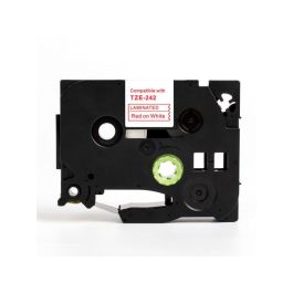 Tape 18mm TZe-242 Röd på Vit