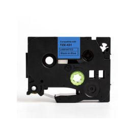 Tape 12mm TZe-531 Svart på Blå