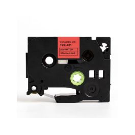 Tape 9mm TZe-421 Svart på Röd
