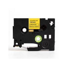 Tape 12mm TZe-631 Svart på Gul