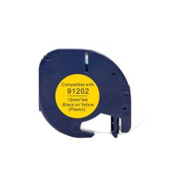 Tape plast 12mmx4m svart på gul