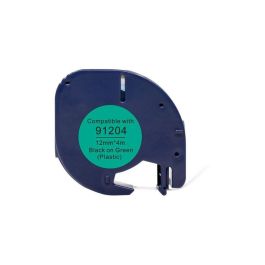 Tape plast 12mmx4m svart på grön