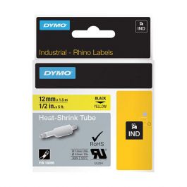Tape Rhino krympslang 12mm svart på gul