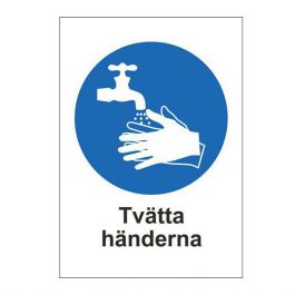 Skylt Tvätta Händerna A4 Plast