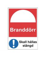 Skylt Branddörr A4 aluminium