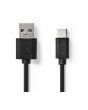 Kabel NEDIS USB-A - USB-C 1m svart