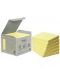 Notes POST-IT 100% recyc 76x76mm gul 6/FP