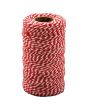 Bomullssnöre 100m x 2mm Röd/vit