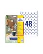 Etikett AVERY papper Ø30mm vit 480/FP